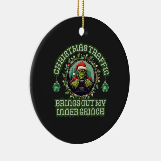 Funny Trucker Weihnachts-Grinch Traffic Holiday Keramik Ornament (Rechts)