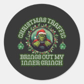 Funny Trucker Weihnachts-Grinch Traffic Holiday Runder Aufkleber (Vorderseite)