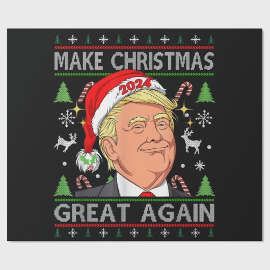 Funny Trump 2024 macht Weihnachten wieder großarti Geschenkpapier (Flach)