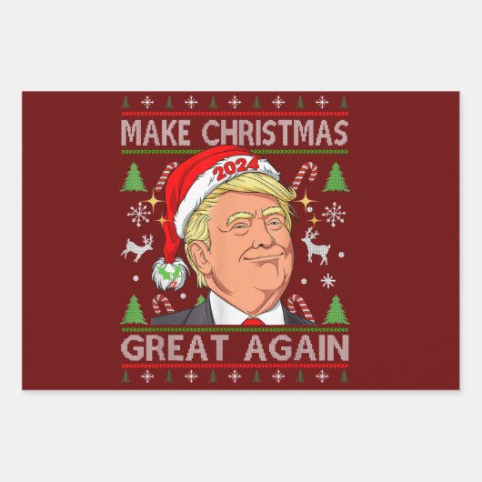 Funny Trump 2024 macht Weihnachten wieder großarti Geschenkpapier Set (Vorderseite 2)