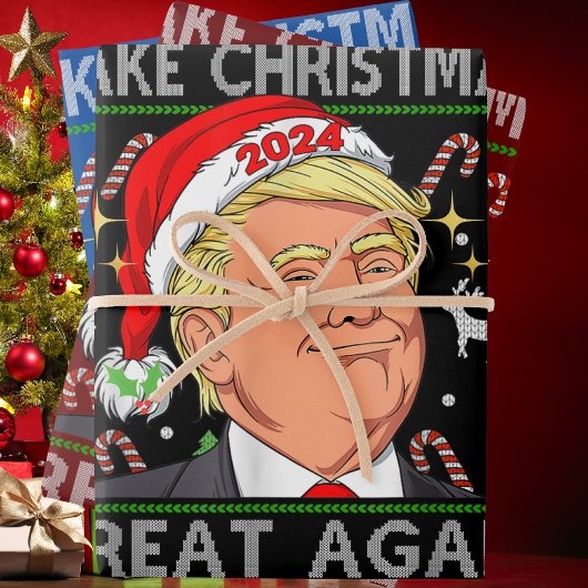 Funny Trump 2024 macht Weihnachten wieder großarti Geschenkpapier Set