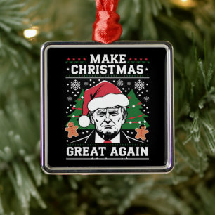 Funny Trump 2024 macht Weihnachten wieder großarti Ornament Aus Metall