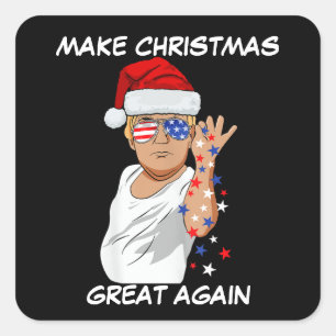 Funny Trump 2024 macht Weihnachten wieder großarti Quadratischer Aufkleber