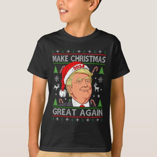 Funny Trump 2024 Weihnachten wieder großartig mach T-Shirt (Vorderseite)