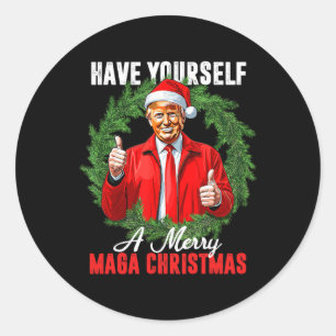 Funny Trump 45 47 Haben Sie sich ein frohes Weihna Runder Aufkleber