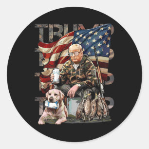 Funny Trump 45 47 Jagd Bierherzen Us Flag Camoufla Runder Aufkleber