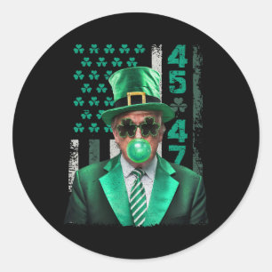 Funny Trump 47 Bubble Gum St Patrick's Day Gr Runder Aufkleber