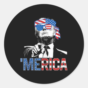 Funny Trump 4. Juli Merica American Flag Sungl Runder Aufkleber