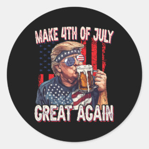 Funny Trump am 4. Juli Vintage Patriotische Shirts Runder Aufkleber