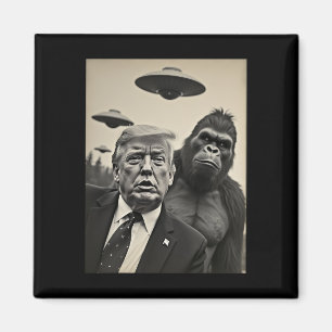 Funny Trump Bigfoot Selfie mit Ufos komischer Alie Magnet