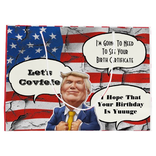 Funny Trump Birthday Große Geschenktüte (Rückseite)