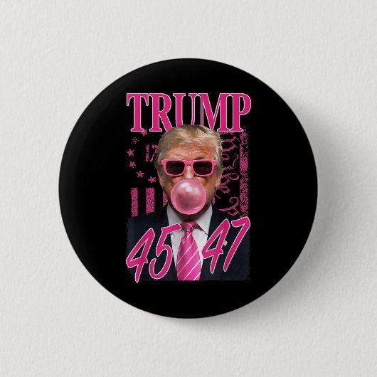 Funny Trump Blubble Gum 1776 Rosa Flag Button (Vorderseite)