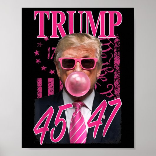 Funny Trump Blubble Gum 1776 Rosa Flag Poster (Vorne)
