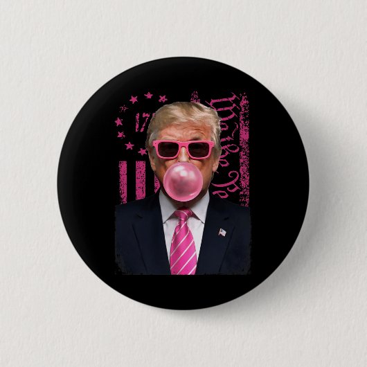 Funny Trump Bubble Gum Pink Usa Flag Button (Vorderseite)