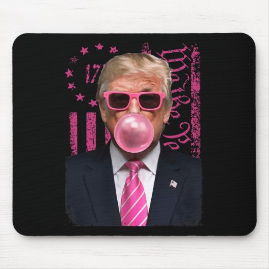 Funny Trump Bubble Gum Pink Usa Flag Mousepad (Vorne)