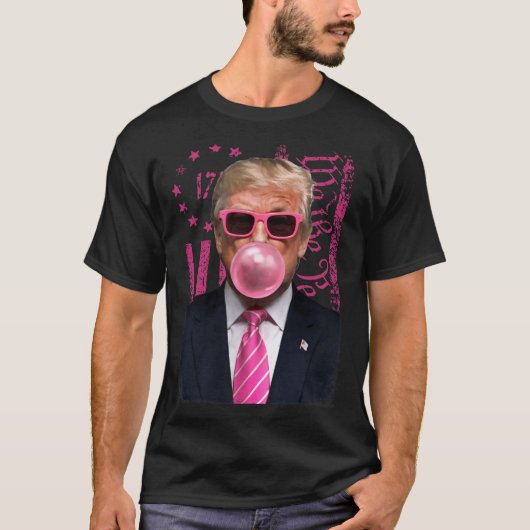 Funny Trump Bubble Gum Pink Usa Flag T-Shirt (Vorderseite)