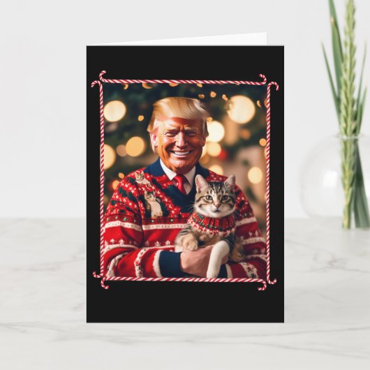Funny Trump Christmas Sweater For Cat Lovers Karte (Vorderseite)