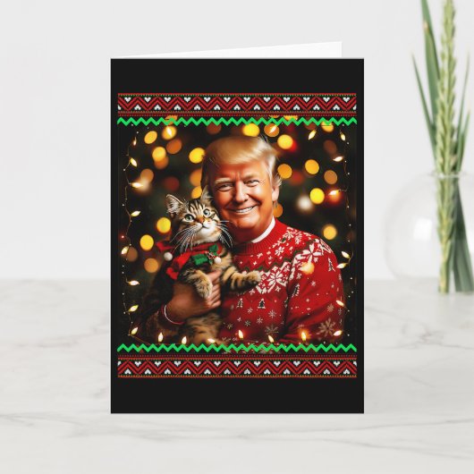 Funny Trump Christmas Sweater For Cat Lovers Ugly Karte (Vorderseite)