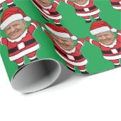 Funny Trump Custom Face Foto Santa Head Geschenkpapier (Rolleneckpunkt)