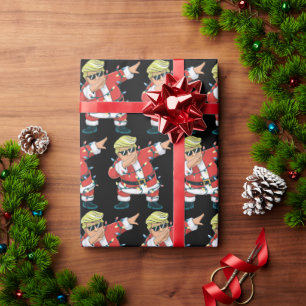 Funny Trump Dabbing Santa Trump Weihnachtsbeleucht Geschenkpapier