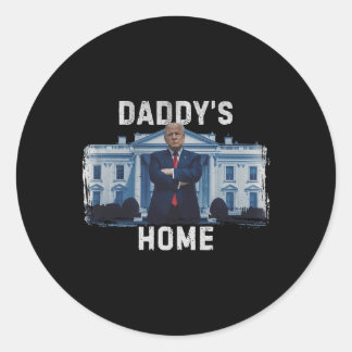 Funny Trump Daddys Zuhause White House 2024 1 Runder Aufkleber