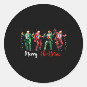 Funny Trump Dance Santa Claus Merry Christmas Paja Runder Aufkleber