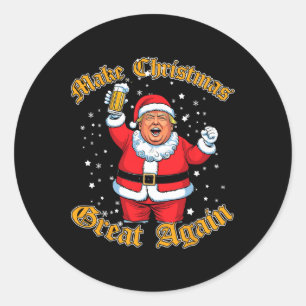 Funny Trump Drink Bier macht Weihnachten wieder gr Runder Aufkleber
