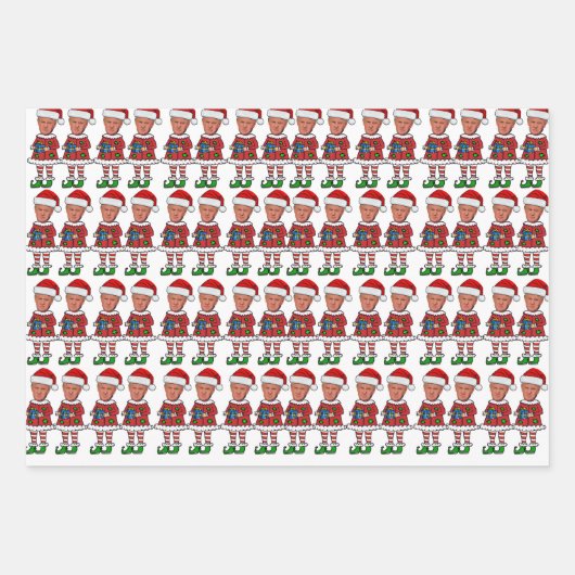 Funny Trump Elf 2024 Weihnachten wieder großartig Geschenkpapier Set (Vorderseite)