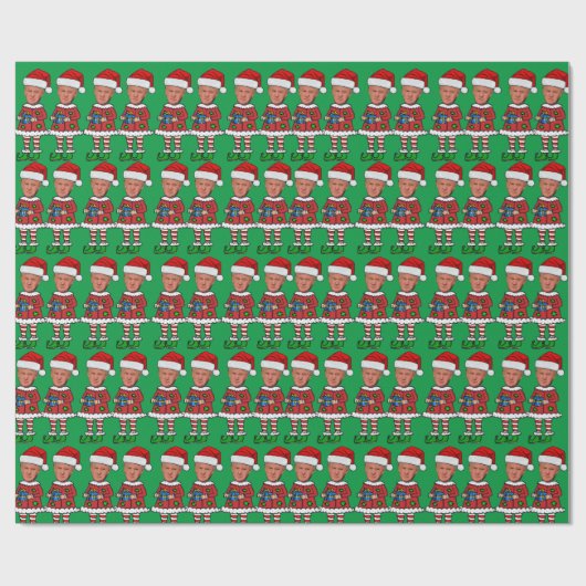 Funny Trump Elf Custom Face Foto Elf Weihnachten Geschenkpapier (Flach)