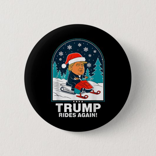 Funny Trump fährt wieder Snowmobile Spaß Winter Button (Vorderseite)