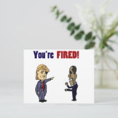 Funny Trump feuert Obama politischen Cartoon Postkarte (Stehend Vorderseite)