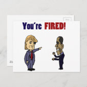 Funny Trump feuert Obama politischen Cartoon Postkarte (Vorne/Hinten)