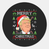 Funny Trump frohe Weihnachten Ugly Xmas Sweater Ge Runder Aufkleber (Vorderseite)