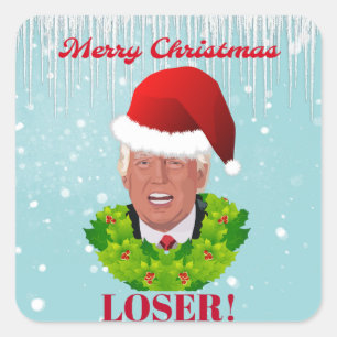 Funny Trump "Frohe Weihnachts-Loser" Quadratischer Aufkleber