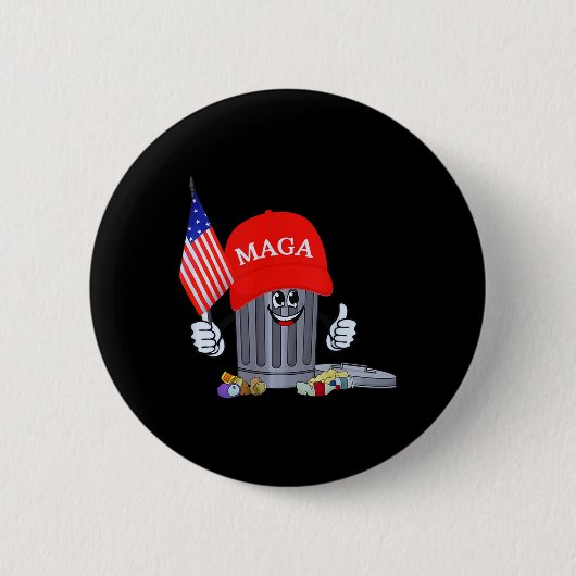 Funny Trump Garbage Can Cartoon Charakter Amerikan Button (Vorderseite)