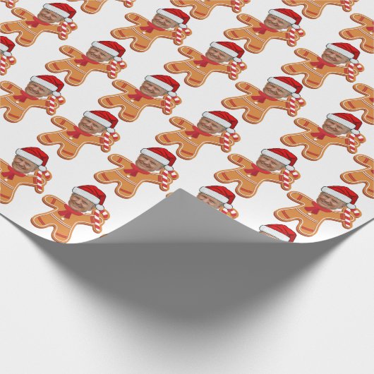 Funny Trump Gingerbread Custom Face Foto Geschenkpapier (Ecke)