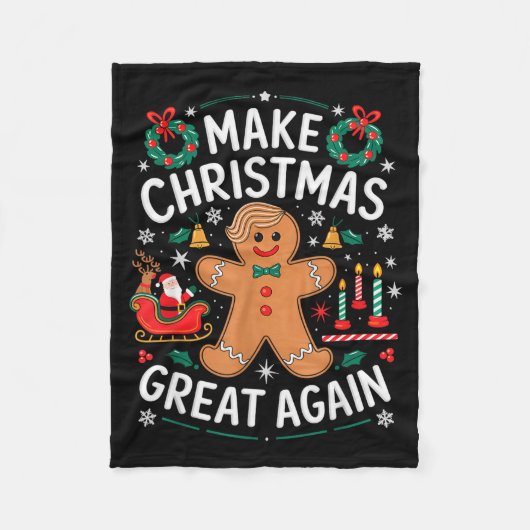Funny Trump Gingerbread Man Make Christmas Great A Fleecedecke (Vorderseite)