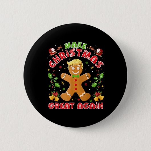 Funny Trump Gingerbrot Man Make Christmas Great Button (Vorderseite)