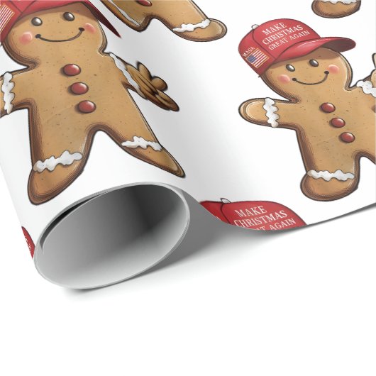 Funny Trump Gingerbrot Man Make Christmas Great Geschenkpapier (Rolleneckpunkt)