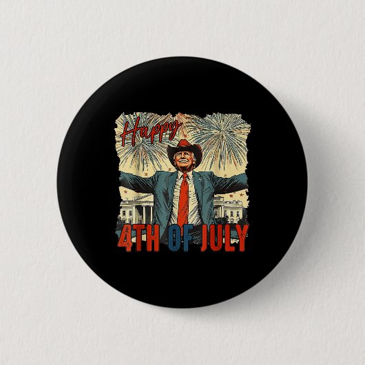 Funny Trump glücklich 4. Juli Unabhängigkeitstag Button (Vorderseite)