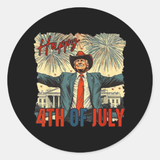 Funny Trump glücklich 4. Juli Unabhängigkeitstag Runder Aufkleber