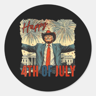 Funny Trump glücklich 4. Juli Unabhängigkeitstag Runder Aufkleber