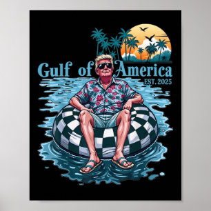Funny Trump Golf of US America Est 2025 Beach Retr Poster