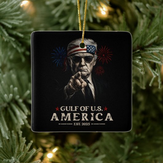 Funny Trump Golf of USA Amerika 2025 4. Juli Keramikornament (Baum)