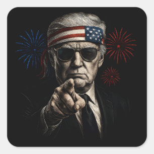 Funny Trump Golf of USA Amerika 2025 4. Juli Quadratischer Aufkleber