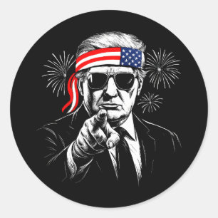 Funny Trump Golf of USA Amerika 2025 4. Juli Runder Aufkleber