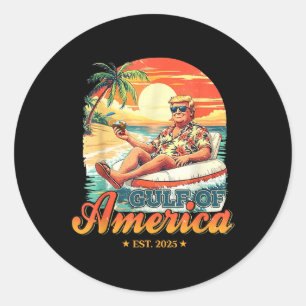 Funny Trump Gulf of US America Est 2025 Runder Aufkleber