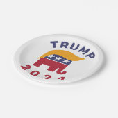 Funny trump haar Papier Plättchen Pappteller (Schrägansicht)