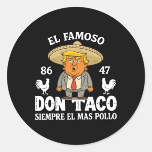 Funny Trump immer Chickens out Meme Let's Go Taco Runder Aufkleber