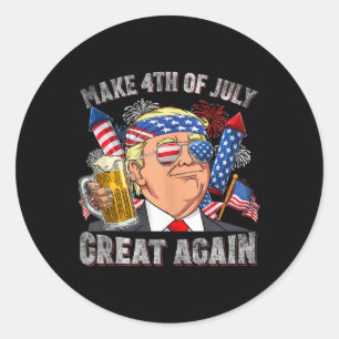 Funny Trump macht 4. Juli wieder groß Männer trink Runder Aufkleber